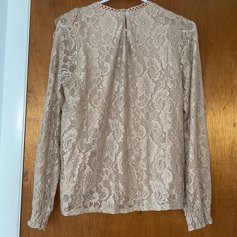 Tan Lace Ruffle Blouse - Picture 2 of 4